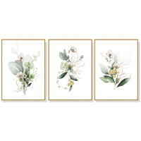 Thumbnail for Wall Art 80cmx120cm Green and Gold Watercolor Botanical 3 Sets Gold Frame Canvas