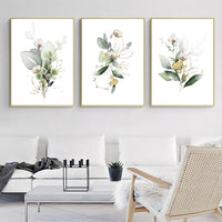Thumbnail for Wall Art 80cmx120cm Green and Gold Watercolor Botanical 3 Sets Gold Frame Canvas