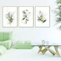 Thumbnail for Wall Art 80cmx120cm Green and Gold Watercolor Botanical 3 Sets Gold Frame Canvas