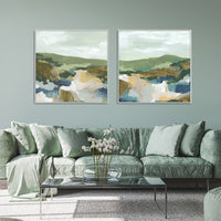 Thumbnail for Wall Art 80cmx80cm Abstract Landscape 2 Sets White Frame Canvas