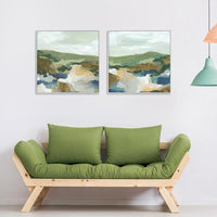 Thumbnail for Wall Art 80cmx80cm Abstract Landscape 2 Sets White Frame Canvas
