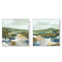 Thumbnail for Wall Art 60cmx60cm Abstract Landscape 2 Sets White Frame Canvas