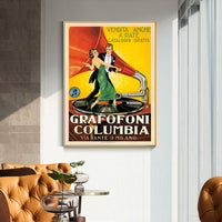 Thumbnail for Wall Art 60cmx90cm Grafofoni Columbia Gold Frame Canvas