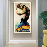 Thumbnail for Wall Art 50cmx100cm King Kong 1933 Gold Frame Canvas