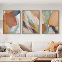 Thumbnail for Wall Art 50cmx70cm Abstract Orange 3 Sets Gold Frame Canvas