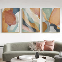 Thumbnail for Wall Art 60cmx90cm Abstract Orange 3 Sets Gold Frame Canvas
