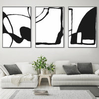 Thumbnail for Wall Art 70cmx100cm Black and White 3 Sets Black Frame Canvas