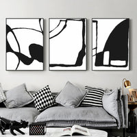 Thumbnail for Wall Art 60cmx90cm Black and White 3 Sets Black Frame Canvas