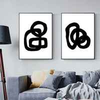 Thumbnail for Wall Art 70cmx100cm Black and White 2 Sets Black Frame Canvas
