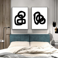 Thumbnail for Wall Art 70cmx100cm Black and White 2 Sets Black Frame Canvas