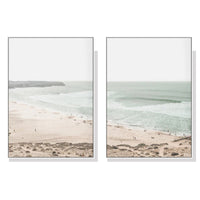 Thumbnail for Wall Art 70cmx100cm Coastal Prints 2 Sets White Frame Canvas