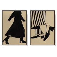 Thumbnail for Wall Art 60cmx90cm Fashion Illustration 2 Sets Black Frame Canvas