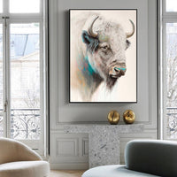 Thumbnail for Wall Art 50cmx70cm Great White Buffalo Black Frame Canvas