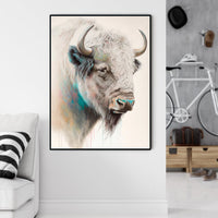 Thumbnail for Wall Art 70cmx100cm Great White Buffalo Black Frame Canvas