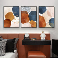 Thumbnail for Wall Art 40cmx60cm Navy Pink Beige 3 Sets Black Frame Canvas
