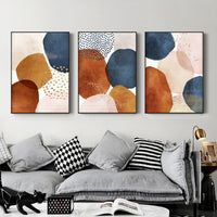 Thumbnail for Wall Art 70cmx100cm Navy Pink Beige 3 Sets Black Frame Canvas