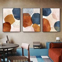 Thumbnail for Wall Art 100cmx150cm Navy Pink Beige 3 Sets Black Frame Canvas