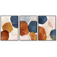 Thumbnail for Wall Art 50cmx70cm Navy Pink Beige 3 Sets Black Frame Canvas