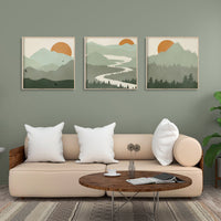 Thumbnail for Wall Art 60cmx60cm Sage Green Landscapes 3 Sets Wood Frame Canvas