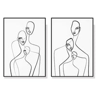 Thumbnail for Wall Art 60cmx90cm Abstract Figures 2 Sets Black Frame Canvas