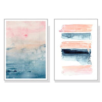 Thumbnail for Wall Art 90cmx135cm Abstract Pink 2 Sets White Frame Canvas