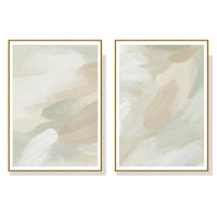 Thumbnail for Wall Art 100cmx150cm Beige and Sage Green 2 Sets Gold Frame Canvas