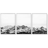 Thumbnail for Wall Art 40cmx60cm Black White Mountain 3 Sets White Frame Canvas