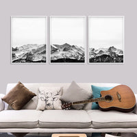 Thumbnail for Wall Art 40cmx60cm Black White Mountain 3 Sets White Frame Canvas