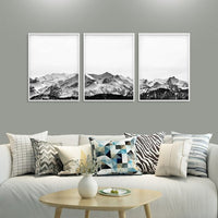 Thumbnail for Wall Art 40cmx60cm Black White Mountain 3 Sets White Frame Canvas