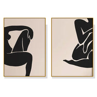 Thumbnail for Wall Art 80cmx120cm Female Figure 2 Sets Gold Frame Canvas