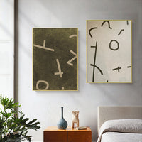 Thumbnail for Wall Art 50cmx70cm Neutral Composition 2 Sets Gold Frame Canvas