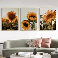 Thumbnail for Wall Art 80cmx120cm Sunflower 3 Sets Gold Frame Canvas