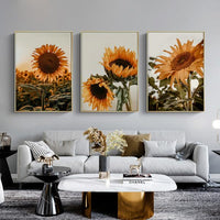 Thumbnail for Wall Art 80cmx120cm Sunflower 3 Sets Gold Frame Canvas