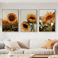 Thumbnail for Wall Art 50cmx70cm Sunflower 3 Sets Gold Frame Canvas