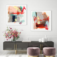 Thumbnail for Wall Art 80cmx80cm Abstract Colourful Garden 2 Sets White Frame Canvas