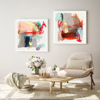 Thumbnail for Wall Art 80cmx80cm Abstract Colourful Garden 2 Sets White Frame Canvas