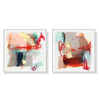 Thumbnail for Wall Art 70cmx70cm Abstract Colourful Garden 2 Sets White Frame Canvas