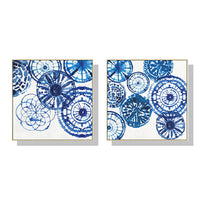 Thumbnail for Wall Art 70cmx70cm Blue Day 2 Sets Gold Frame Canvas