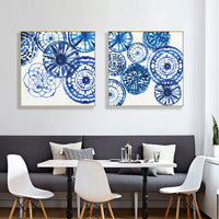 Thumbnail for Wall Art 70cmx70cm Blue Day 2 Sets Gold Frame Canvas