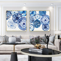 Thumbnail for Wall Art 70cmx70cm Blue Day 2 Sets Gold Frame Canvas
