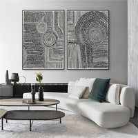 Thumbnail for Wall Art 70cmx100cm Clustered Dots 2 Sets Black Frame Canvas