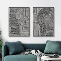 Thumbnail for Wall Art 70cmx100cm Clustered Dots 2 Sets Black Frame Canvas