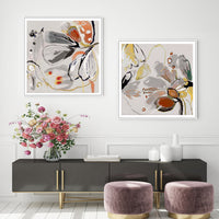 Thumbnail for Wall Art 50cmx50cm Blooming Spring Floral 2 Sets White Frame Canvas