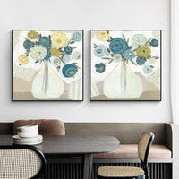 Thumbnail for Wall Art 80cmx80cm Blue Bouquet 2 Sets Black Frame Canvas