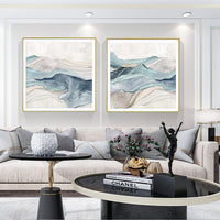 Thumbnail for Wall Art 60cmx60cm Blue Mountain 2 Sets Gold Frame Canvas