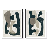 Thumbnail for Wall Art 70cmx100cm Abstract Puzzle 2 Sets Black Frame Canvas