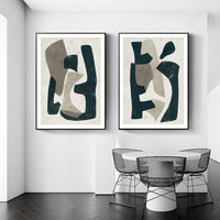 Thumbnail for Wall Art 70cmx100cm Abstract Puzzle 2 Sets Black Frame Canvas