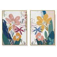 Thumbnail for Wall Art 90cmx135cm Summer Smile 2 Sets Gold Frame Canvas