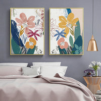 Thumbnail for Wall Art 90cmx135cm Summer Smile 2 Sets Gold Frame Canvas