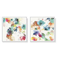 Thumbnail for Wall Art 80cmx80cm Glitchy Floral 2 Sets White Frame Canvas
